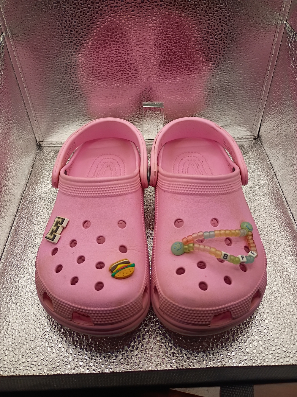 Light Pink Crocs With Jibbits